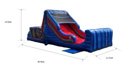 Dimensions 1765403204 2 40' Blue Rush Obstacle Course (Wet/Dry)